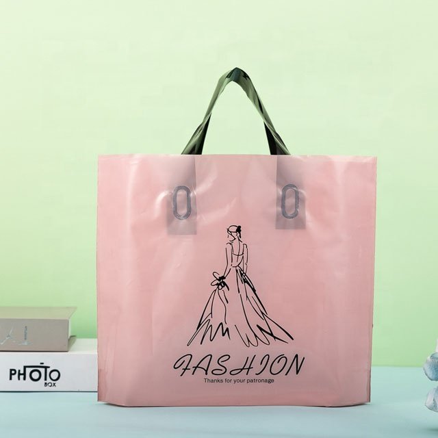 Factory Printed Logo Soft Reusable Luxury White Plastic Shopping Tote Carry Thank You Bags With Logo