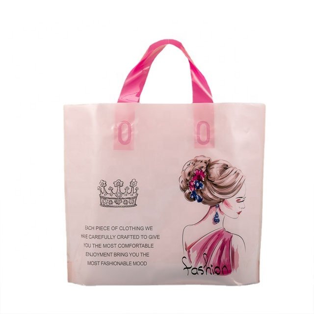 Factory Printed Logo Soft Reusable Luxury White Plastic Shopping Tote Carry Thank You Bags With Logo