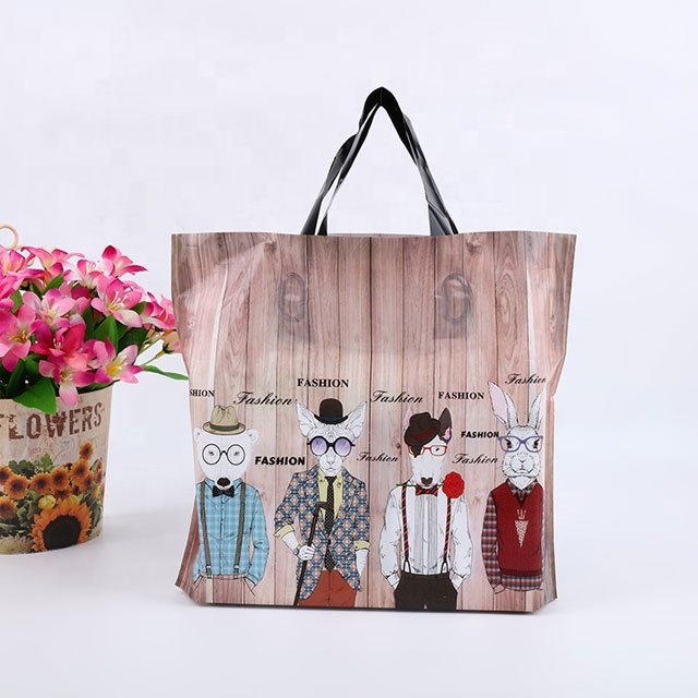 Factory Printed Logo Soft Reusable Luxury White Plastic Shopping Tote Carry Thank You Bags With Logo