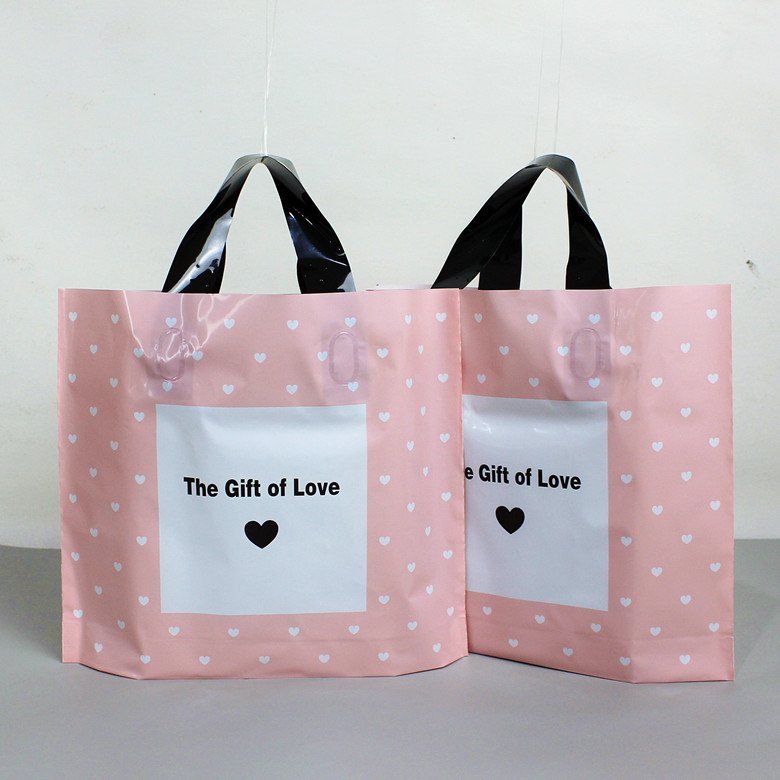 Thank You Bags for Business Plastic Shopping Bags With Soft Loop Handle clothing shopping plastic bag