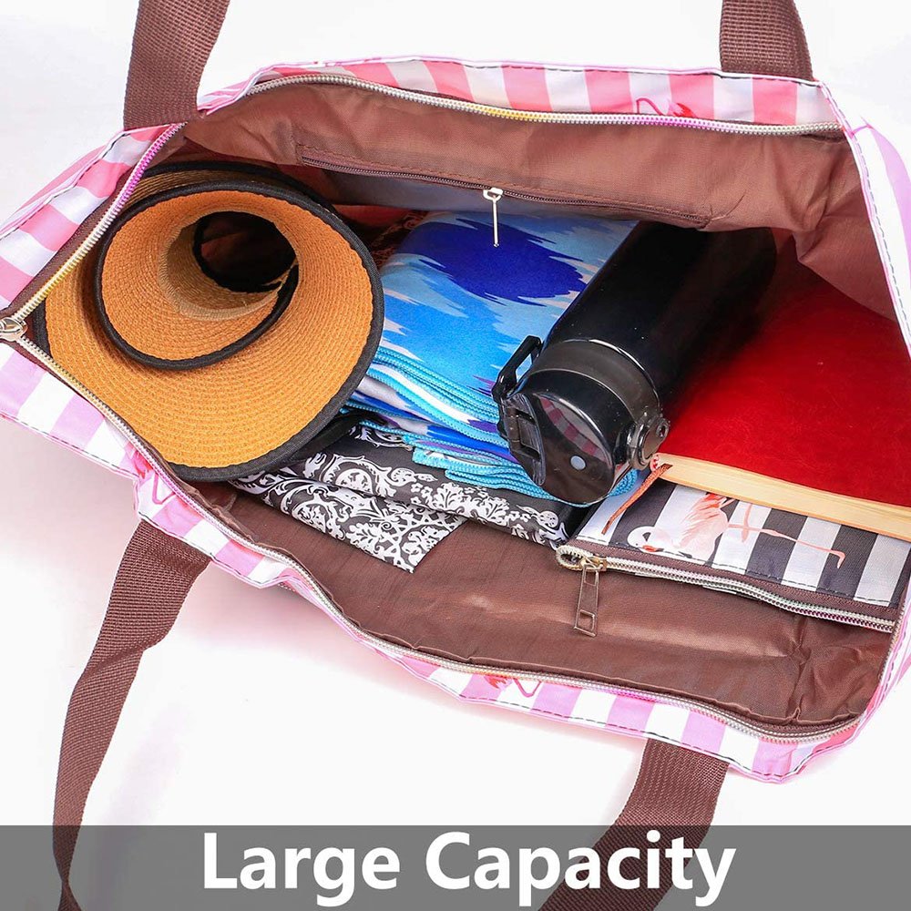 Custom Wholesale Women Large Lightweight Toy Grocery Picnic Tote Shoulder Foldable Large Shopping Bags Beach Bag with Zipper