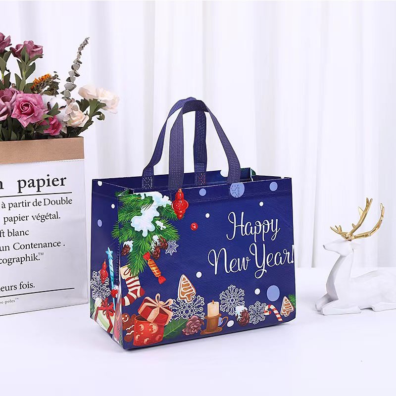 Reusable Packaging Waterproof Christmas Rpet Pp Gift Tote Bag Polypropylene Laminated Non Woven Shopping Bag With Custom Logo