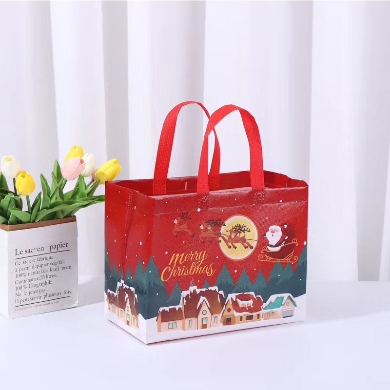 Reusable Packaging Waterproof Christmas Rpet Pp Gift Tote Bag Polypropylene Laminated Non Woven Shopping Bag With Custom Logo