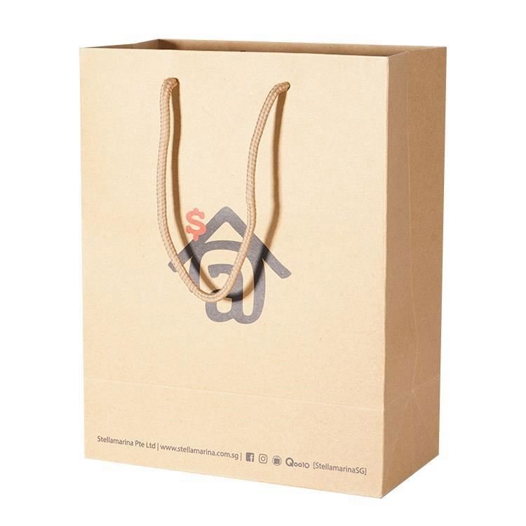 Personalized sack laminated kraft custom print logo shopping bags with logos for gifts