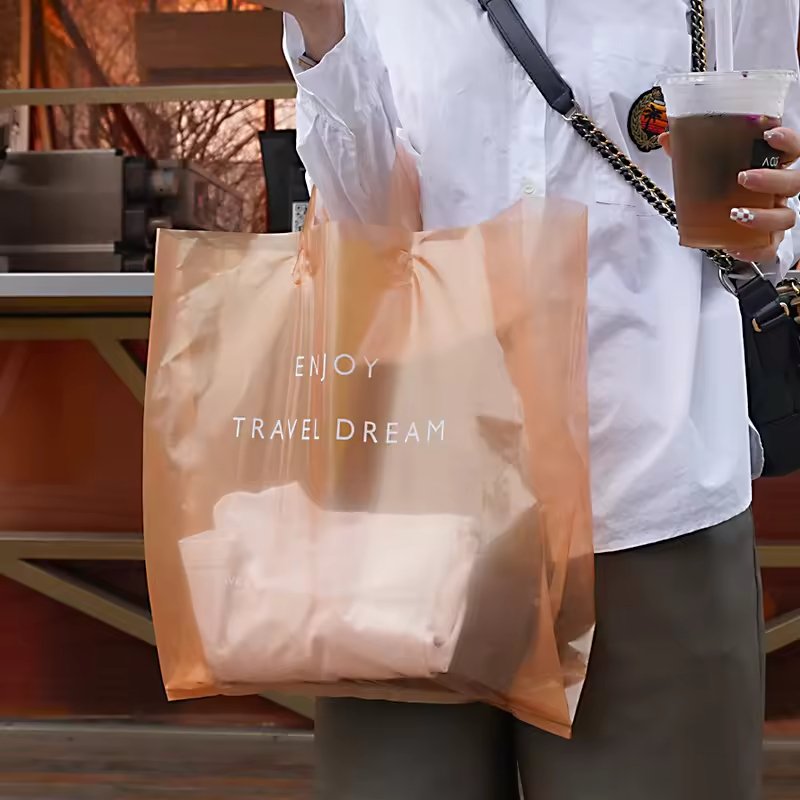 Factory Printed Soft Reusable White Thank You Bags Handle Plastic Shopping Bag Carry Bag With Logo