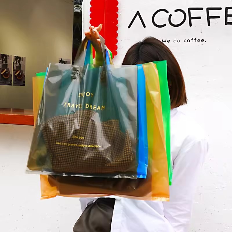 Factory Printed Soft Reusable White Thank You Bags Handle Plastic Shopping Bag Carry Bag With Logo