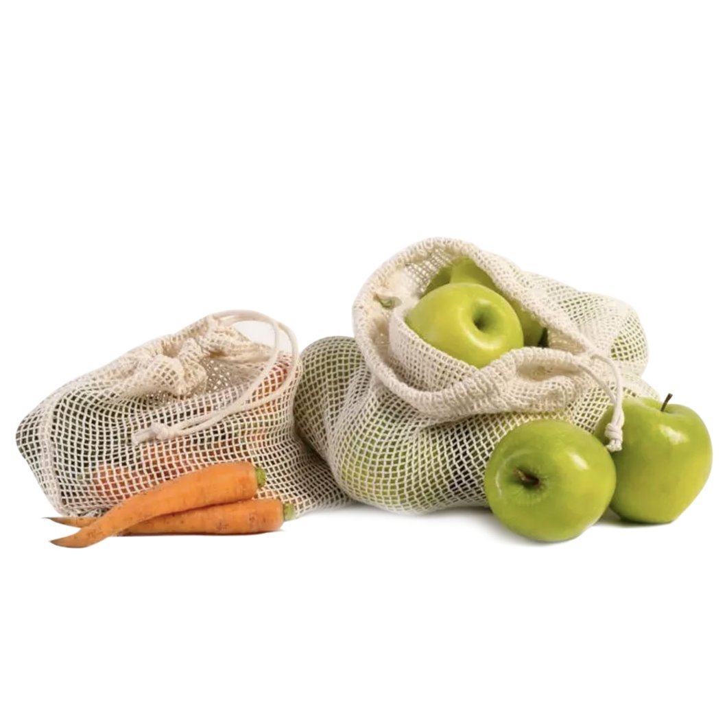 New Design Eco-Friendly 100% Cotton Fruit Vegetable Grocery Shopping Bag Net Mesh Bag Food Sustainable Storage Reusable Stylish
