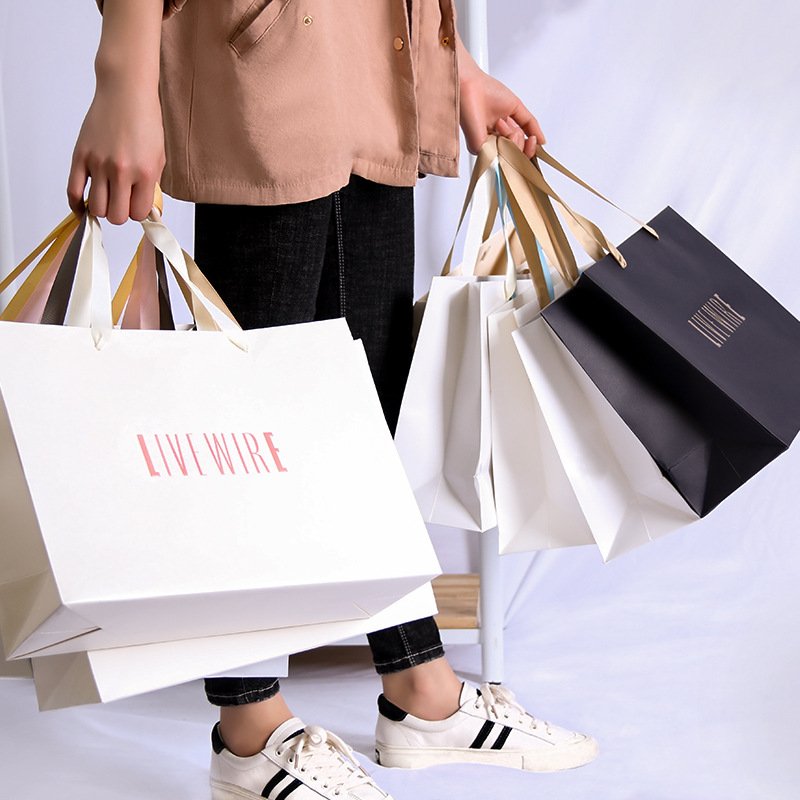 Custom Printing With Logos Luxury Shopping Paper Bags For Clothing Shoes