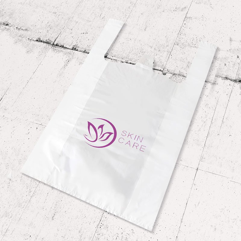 Custom T-Shirt Plastic plain black and white t-shirt plastic bags Supermarket Shopping Plastic Bag
