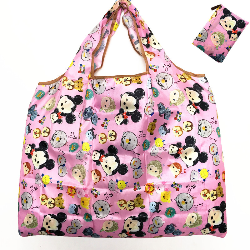 Customized logo image eco-friendly foldable cartoon shopping bag convenient factory design