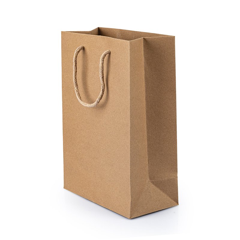 Custom Logo Printed Brown Kraft Paper Shopping Bag Food Delivery bag with Handle