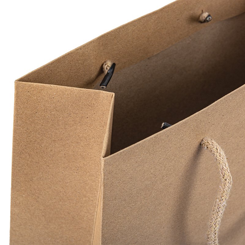Custom Logo Printed Brown Kraft Paper Shopping Bag Food Delivery bag with Handle