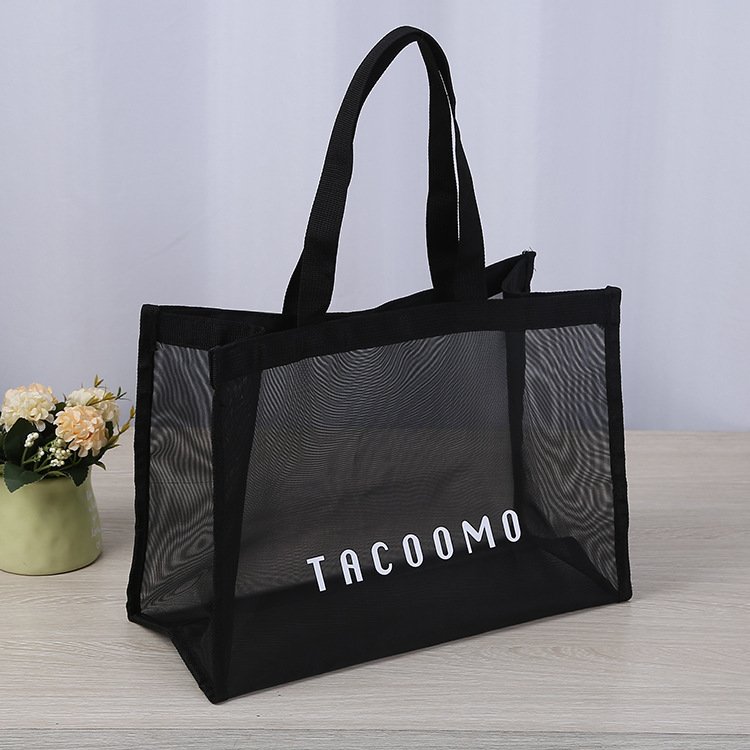Custom Logo Large Reusable Shopping Large Grocery Beach Summer Nylon Shoulder Mesh Tote Bag