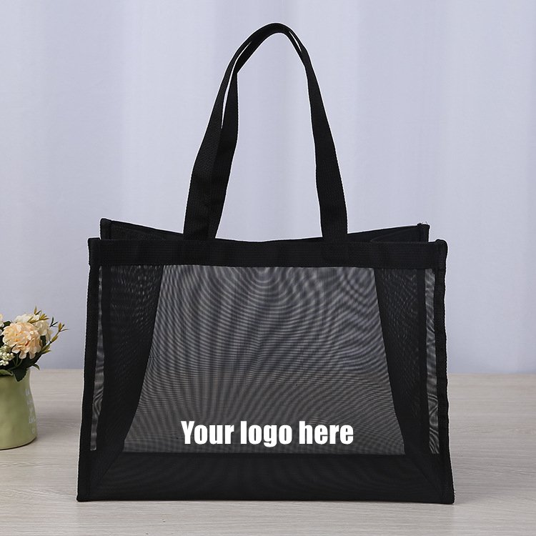 Custom Logo Large Reusable Shopping Large Grocery Beach Summer Nylon Shoulder Mesh Tote Bag