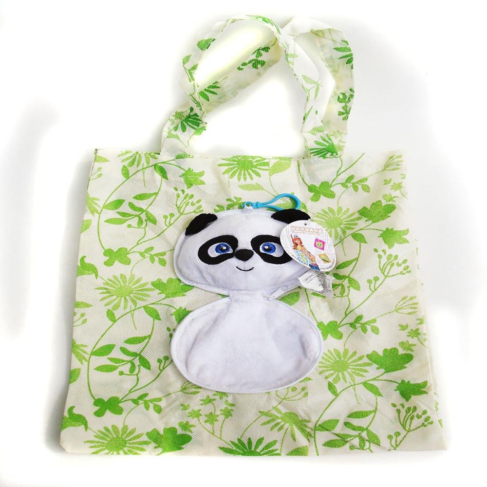 Custom OEM folding shopping bag into panda stuffed animal maker supplier factory manufacturer