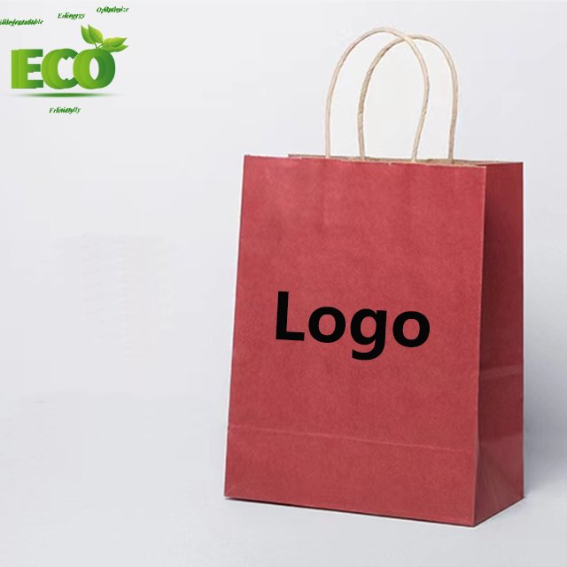 Custom Printing Biodegradable Restaurant Personalised Gift Twisted Handles Shipping Bag Brown And White Kraft Paper Bag