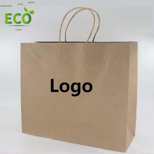 Custom Printing Biodegradable Restaurant Personalised Gift Twisted Handles Shipping Bag Brown And White Kraft Paper Bag