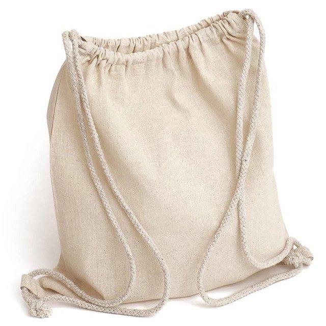 Cotton Drawstring Bag Custom Printed Sports Canvas Nylon Drawstring Backpack Cotton Drawstring Bags with logo