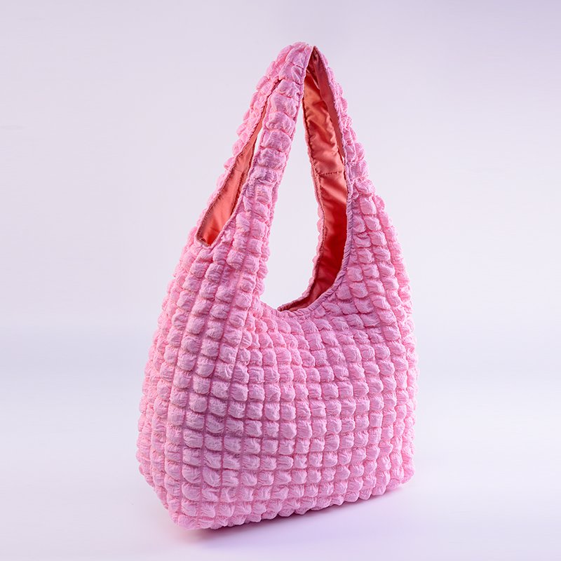 Custom Wholesale Duffle Bag Seersucker Women Pink Travel Tote Bag With Handle