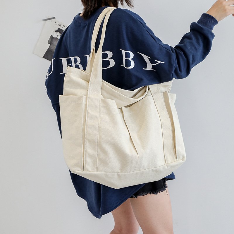 Designer Casual Fancy College Girls Shoulder Vegan Bags Environmental Shopping Large Canvas Tote Bag