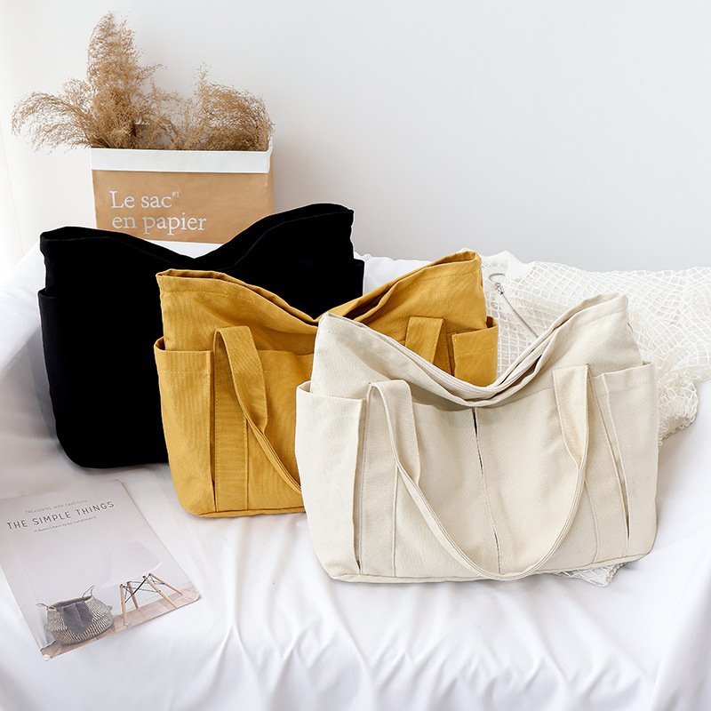 Designer Casual Fancy College Girls Shoulder Vegan Bags Environmental Shopping Large Canvas Tote Bag