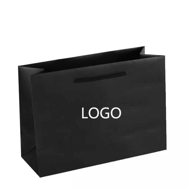 Black Paper Bags With Handles Custom Printed Luxury Gift Paper Shopping Bag Large Paper Bag