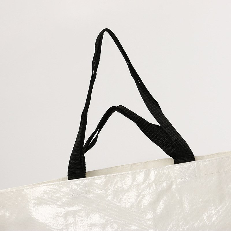 Customized cheap durable white glossy letter lamination pp woven bag, large capacity polyester portable shopping bag