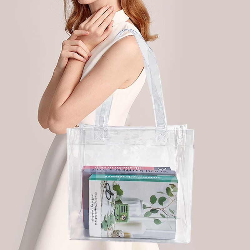 Manufacturers Custom Low Moq Luxury Shopping Bag 30X12X28CM pvc tote bag lastic Carry Shopping pink ladies cute bags