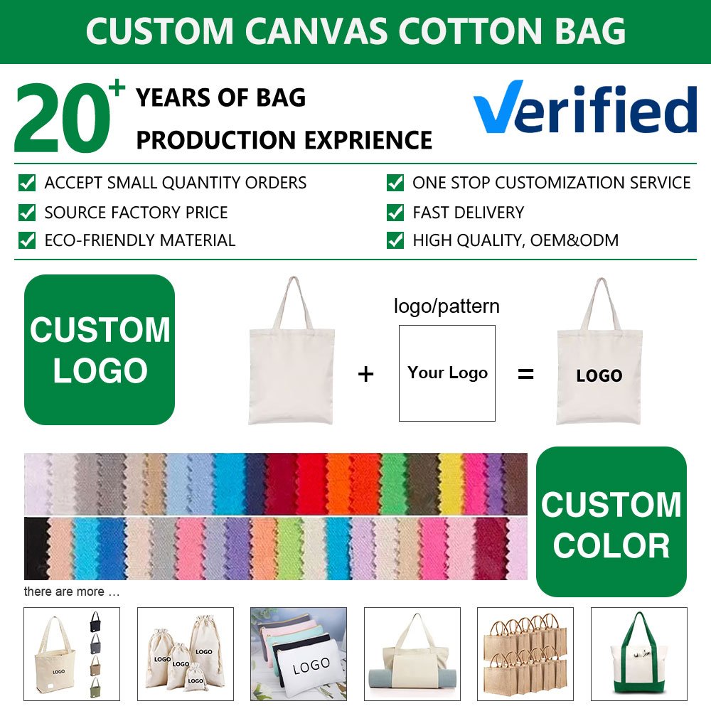 Custom Logo Eco-Friendly Creamy Beige Black Blank Cotton Shopping Bag Reusable Canvas Plain Tote Bags for Women Shoulder Grocery