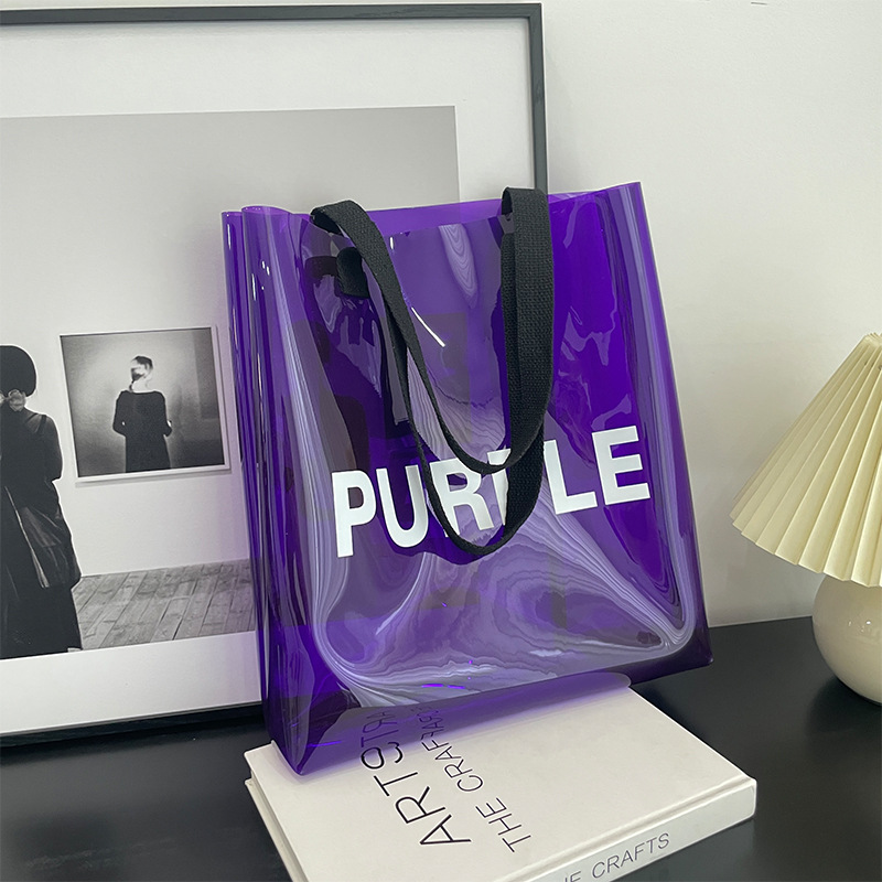 Custom Gift Clothing Clear Transparent PVC Pouches with Logo Luxury Shopping Bag with Handle