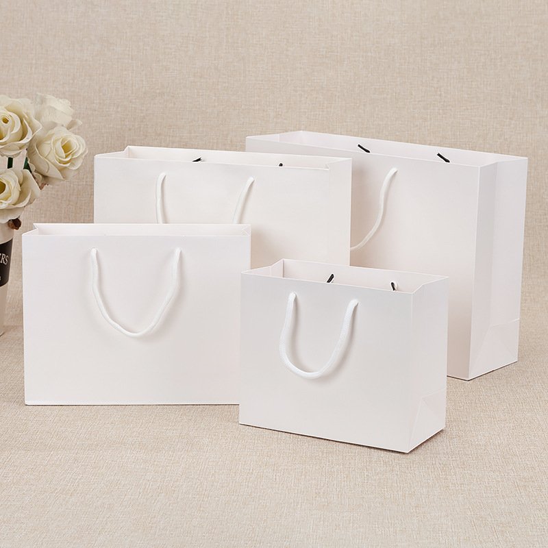 Various Size With Ribbon Cotton Handle Foldable Shopping Custom Cardboard Bag With Your Own Logo Gift Stote Paper Packaging Bags