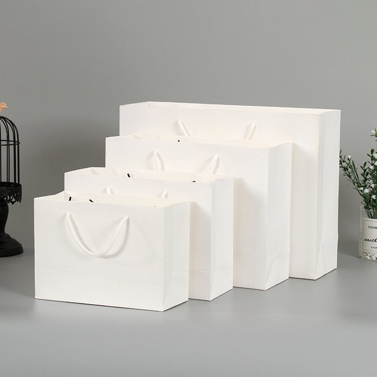 Various Size With Ribbon Cotton Handle Foldable Shopping Custom Cardboard Bag With Your Own Logo Gift Stote Paper Packaging Bags