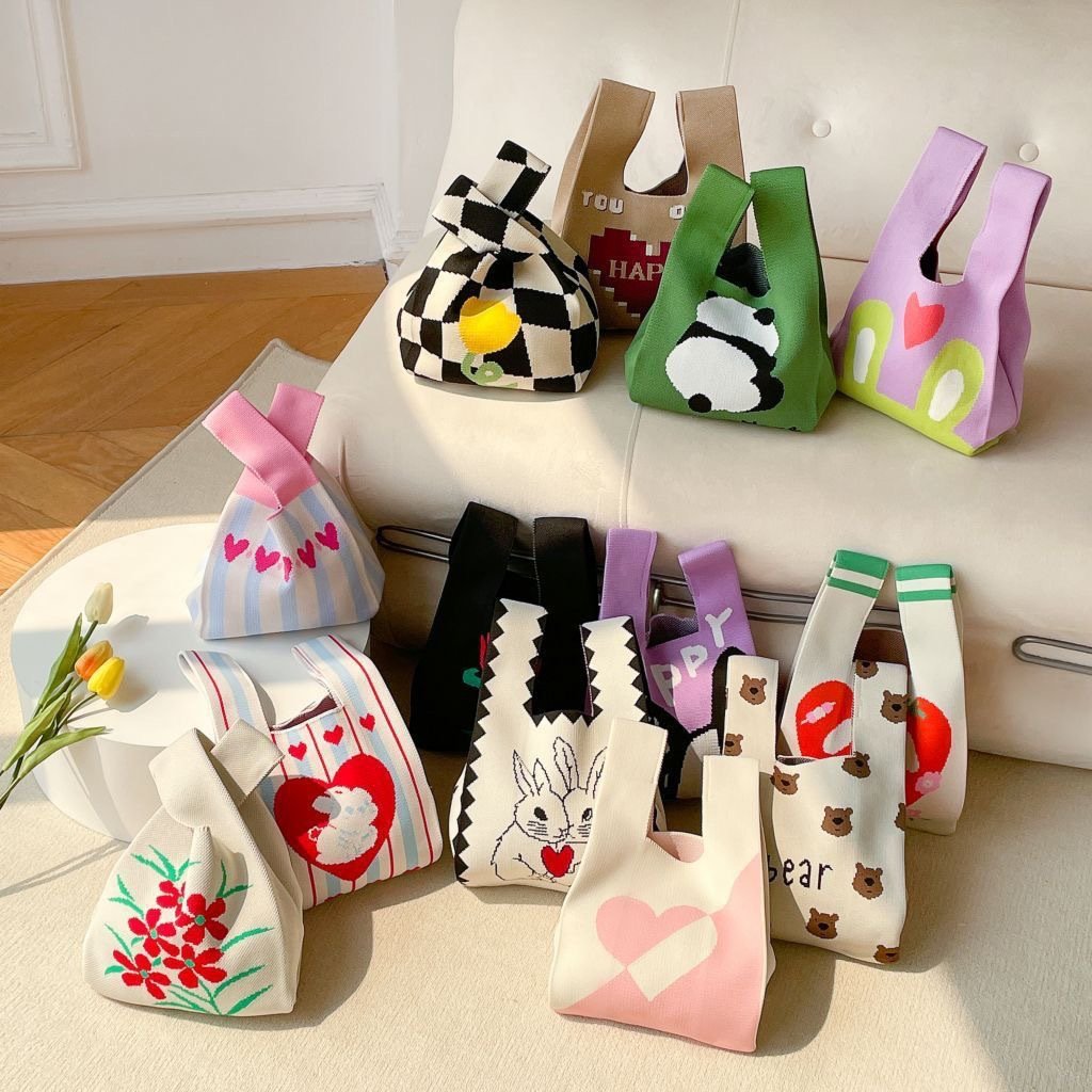 2024 Winter Hot Sale Crochet Purses Handbags Knitted Ladies Tote Shopping Bag For Women