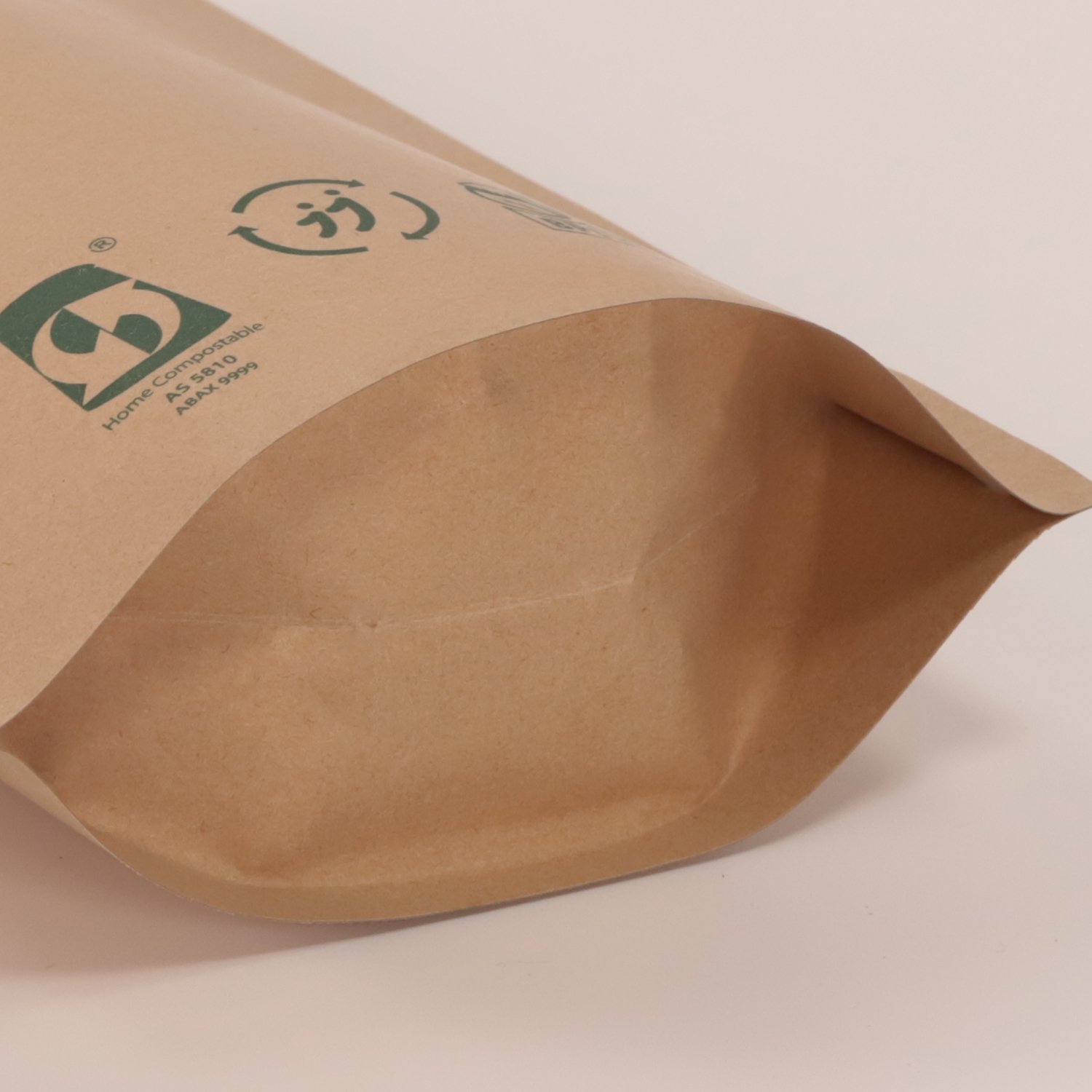 compostable biodegradable brown kraft paper aluminum foil stand up doypack bag zipper valve high barrier food bottom gusset bag