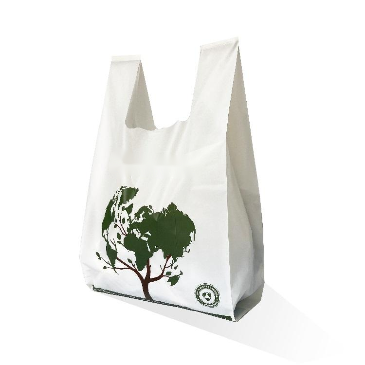 biodegradable packaging plastic corn strach shopping bag vest t-shirt with t-shirt handle