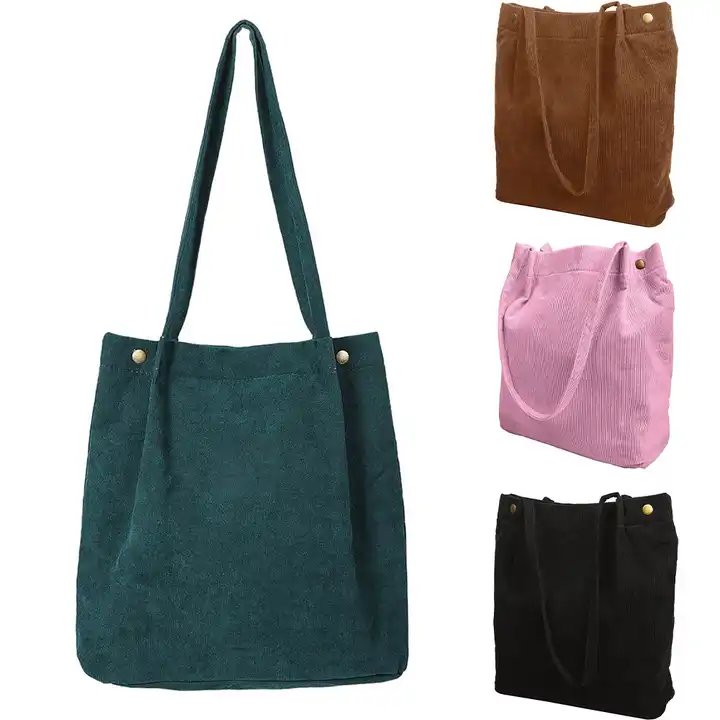 2024 new corduroy single shoulder underarm bag leisure canvas shopping bag go to work college underarm tutoring bag