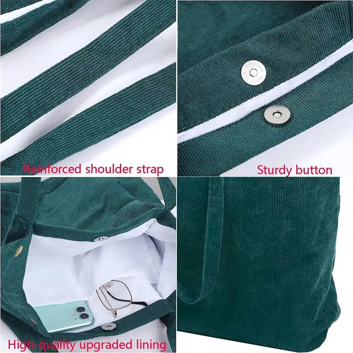 2024 new corduroy single shoulder underarm bag leisure canvas shopping bag go to work college underarm tutoring bag