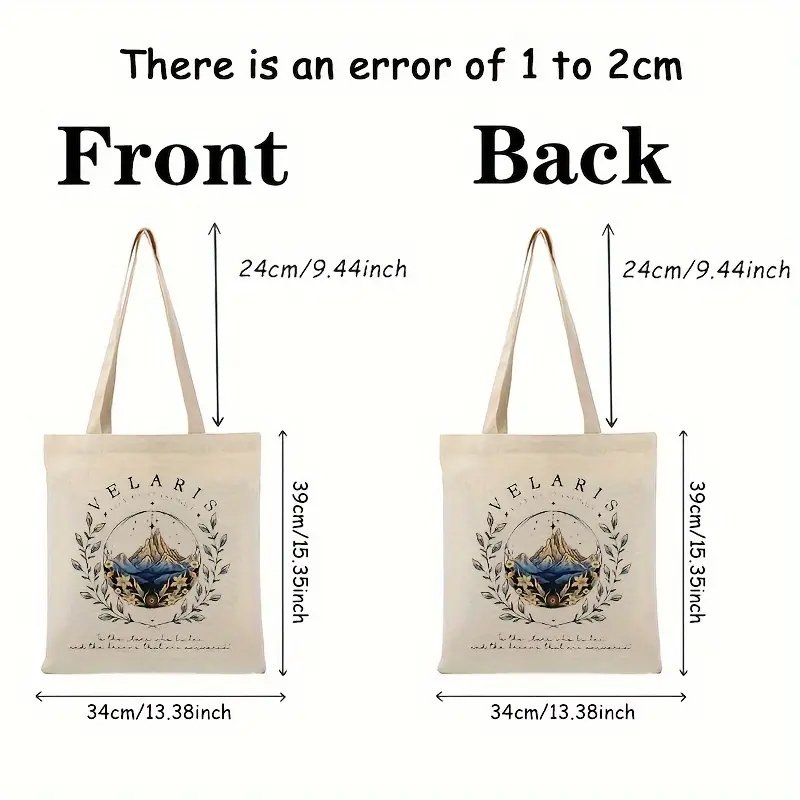 1 pc ACOTAR Velaris pattern Tote Canvas Personalized Shoulder Bag For Travel Women's Reusable Shopping Bag With Custom Logo