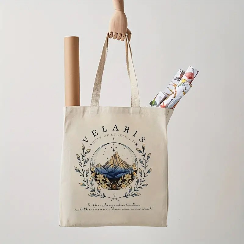 1 pc ACOTAR Velaris pattern Tote Canvas Personalized Shoulder Bag For Travel Women's Reusable Shopping Bag With Custom Logo