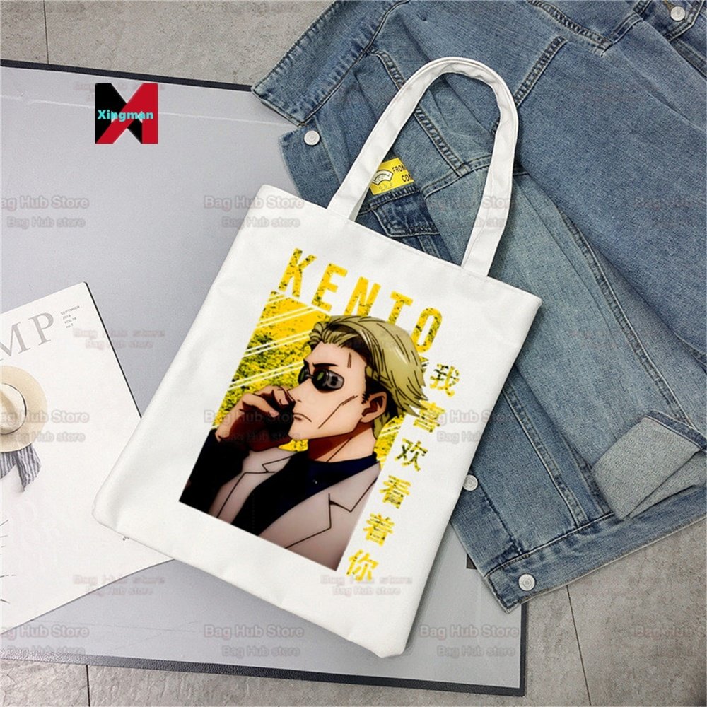 Anime Jujutsu Kaisen Gojo Satoru Yuji Itadori Shopping Bag Grocery Shopper Jute Bag Shopping Tote Bag Reusable Bolsa