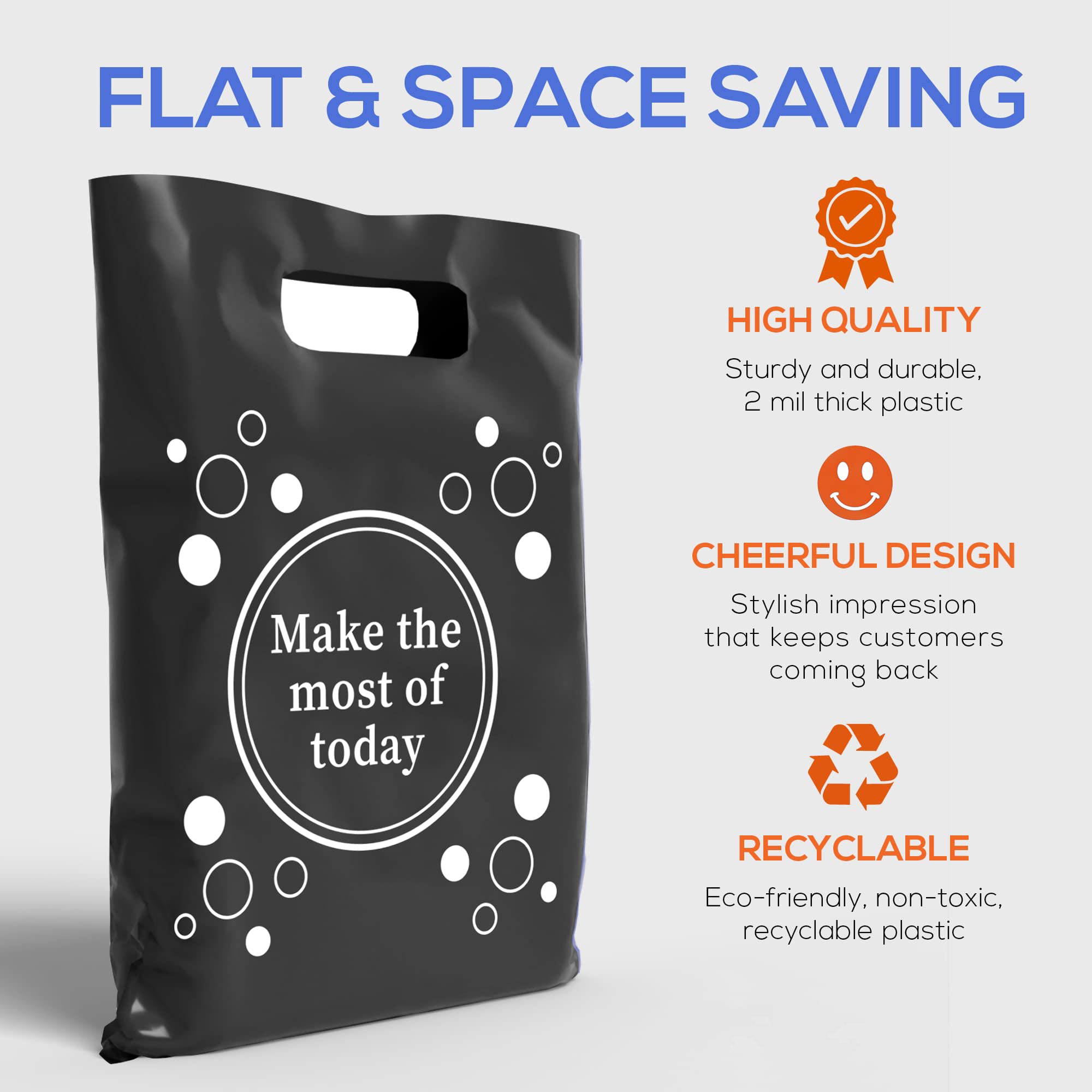 100% Recyclable Eco-friendly Black LDPE Plastic Die Cut Retail Shopping Pouch Cosmetics Gusset Bag Heat Seal Socks Storage