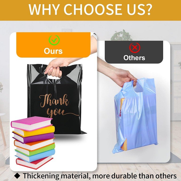 Personalized Brand Name Shopping Bag Custom Logo Printed Boutique Clothing Packing Die Cut Handle Plastic Bags