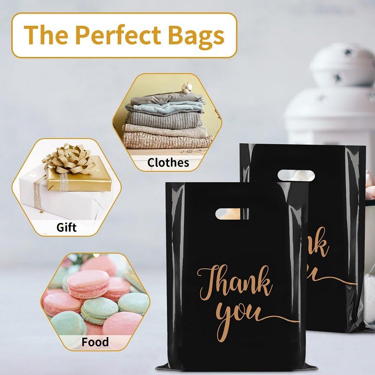 Personalized Brand Name Shopping Bag Custom Logo Printed Boutique Clothing Packing Die Cut Handle Plastic Bags