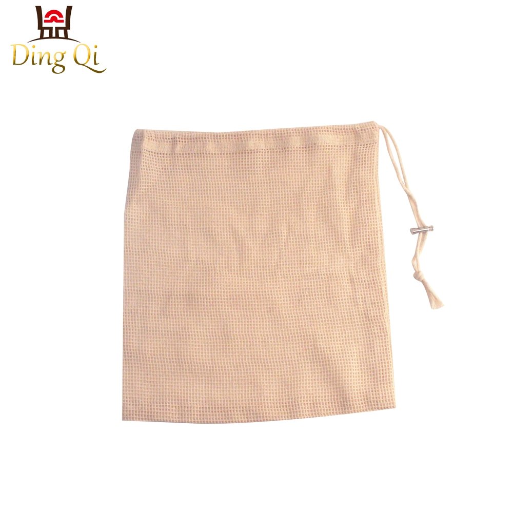 Colored reusable heavy duty natural fabric nylon net cotton drawstring mesh bag for fruits and vegetable