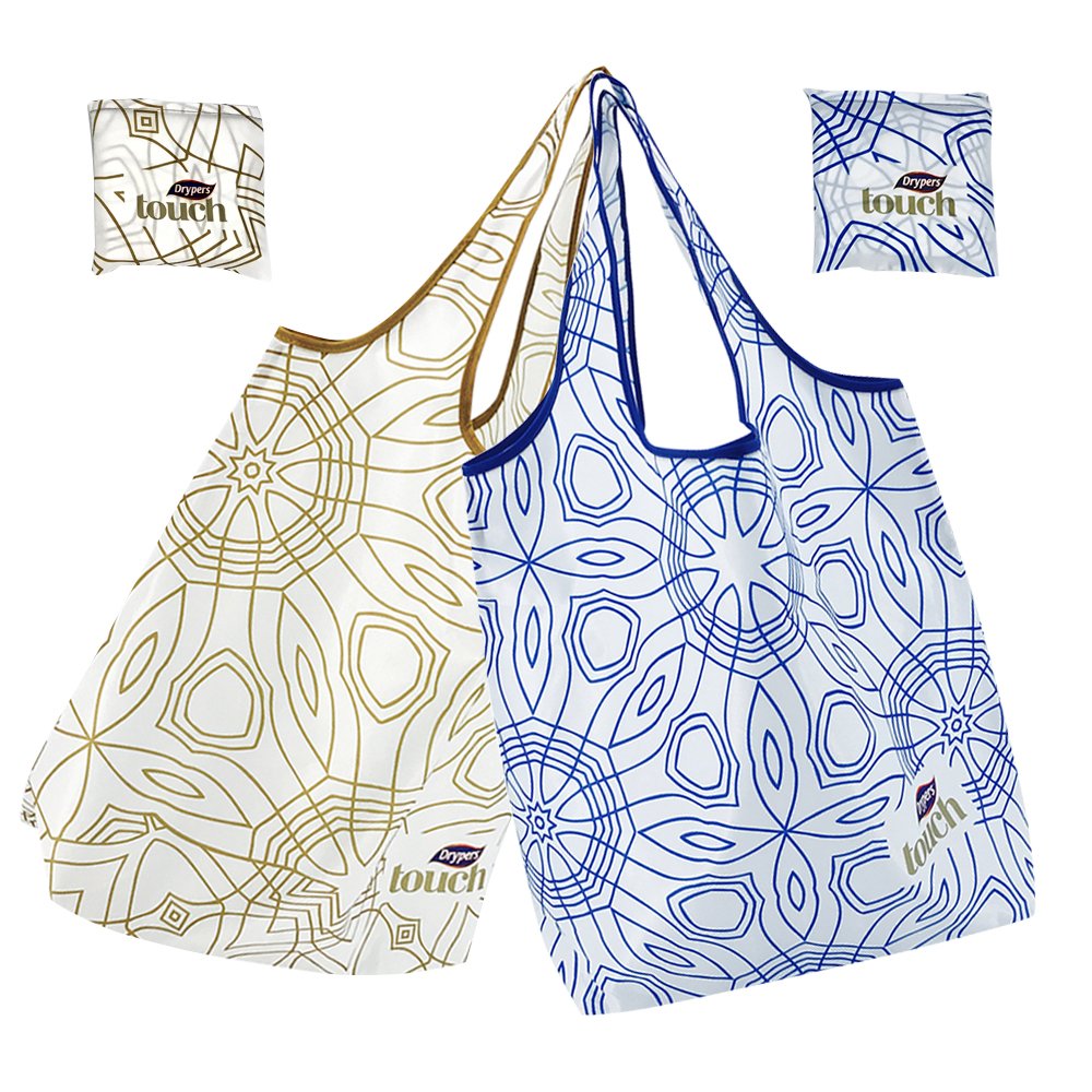 Easy Carry Portable Eco Reusable Pocket Tote Bag 190T 210D 210T Polyester Print Foldable Shopping Bag