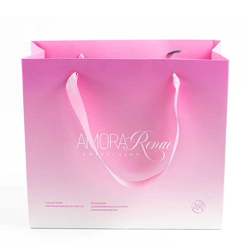 2024 New Design Custom Pink Paper Bags With Your Own Logo Apparel Shopping Paper Bags With Ribbon Handles