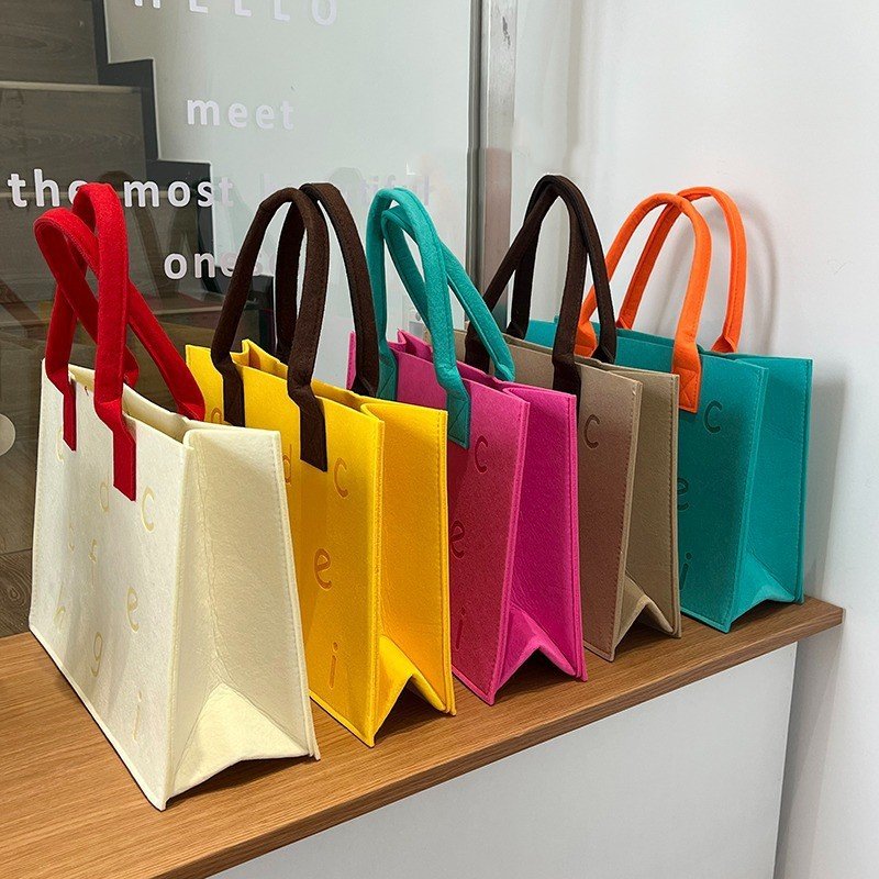 New Fashion Felt Shopping Bags Gift Tote Handbag With Custom Logo Purse