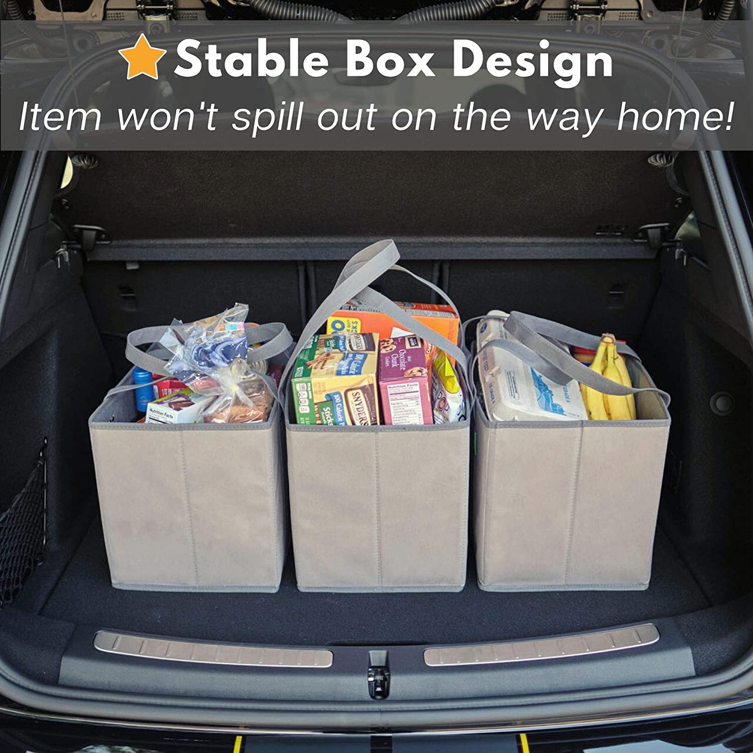 Wholesale Collapsible Compact Grocery Tote Bag Shopping Container Picnic Basket with Reinforced Durable with Cardboard Bottom