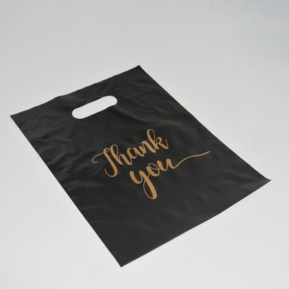 Factory price custom logo printed retail black pink plastic small business supermarket packaging shopping bag thank you bags