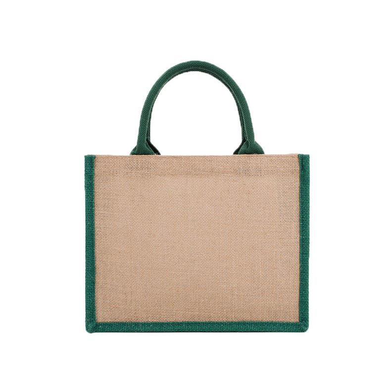 Custom Logo Handled Jute Bag Blank Pattern for Advertising Shopping and Promotion